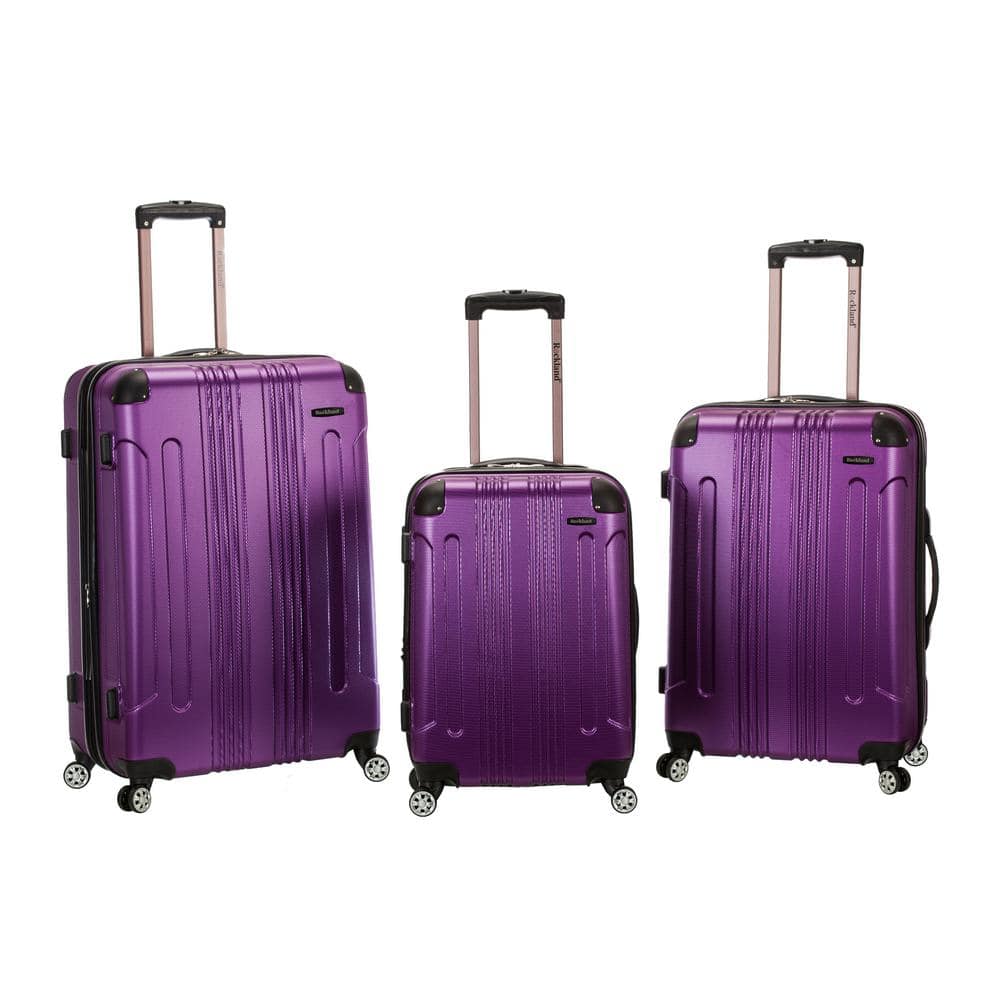 Rockland London 3-Piece Hardside Spinner Luggage Purple F190-PURPLE - The Home Depot