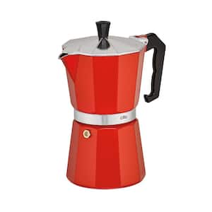 "Classico" 15 fl. oz. 6-Cup Red Cast Aluminum Espresso Maker
