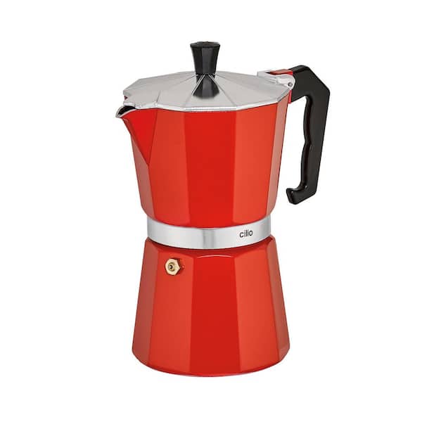Cilio "Classico" 15 fl. oz. 6-Cup Red Cast Aluminum Espresso Maker