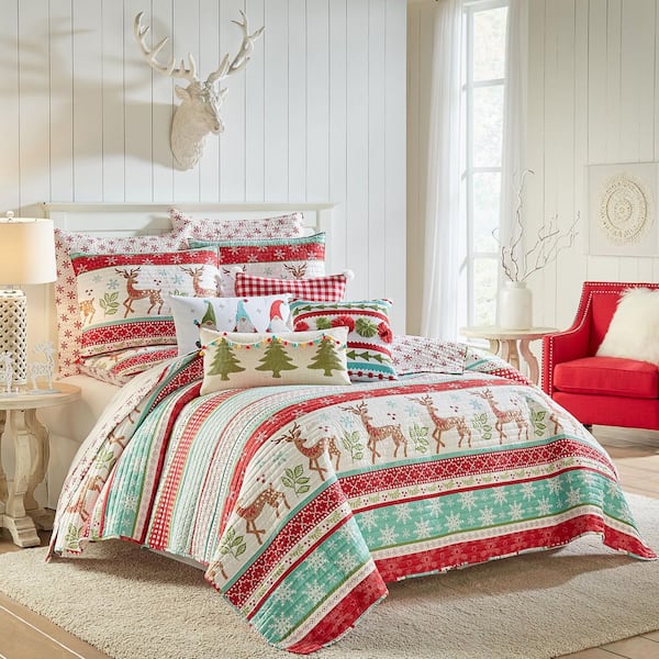 LEVTEX HOME Let It Snow Red Snowflakes Quilted Microfiber Euro Sham Set of 2 L19180SHE2 The Home Depot