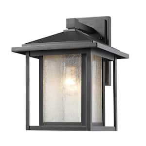 Aspen Black Outdoor Hardwired Lantern Wall Sconce with No Bulbs Included