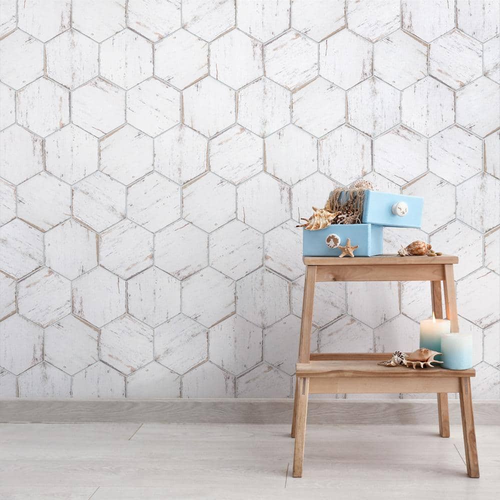 Retro Hex Blanc 7" x 8" Porcelain Hexagon Tile for Walls & Floors