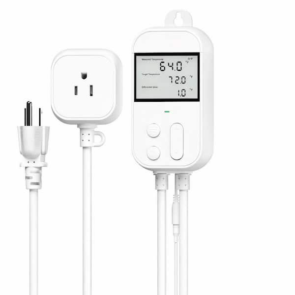 15A 1800W Smart Wi-Fi Temperature Controller Outlet Plug with App Control for Heating, Cooling and Greenhouse