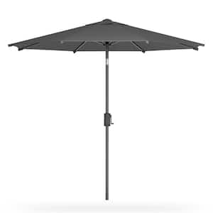 9 ft. Market Tilt Patio Umbrella Gray Outdoor with Push Button and Easy Crank, 360-Degree Rotation Design
