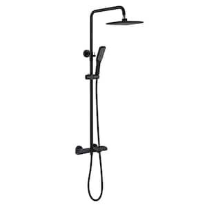 Thermostatic Double Handle 1-Spray Tub and Shower Faucet 1.8 GPM Exposed Shower System in Matte Black Valve Included