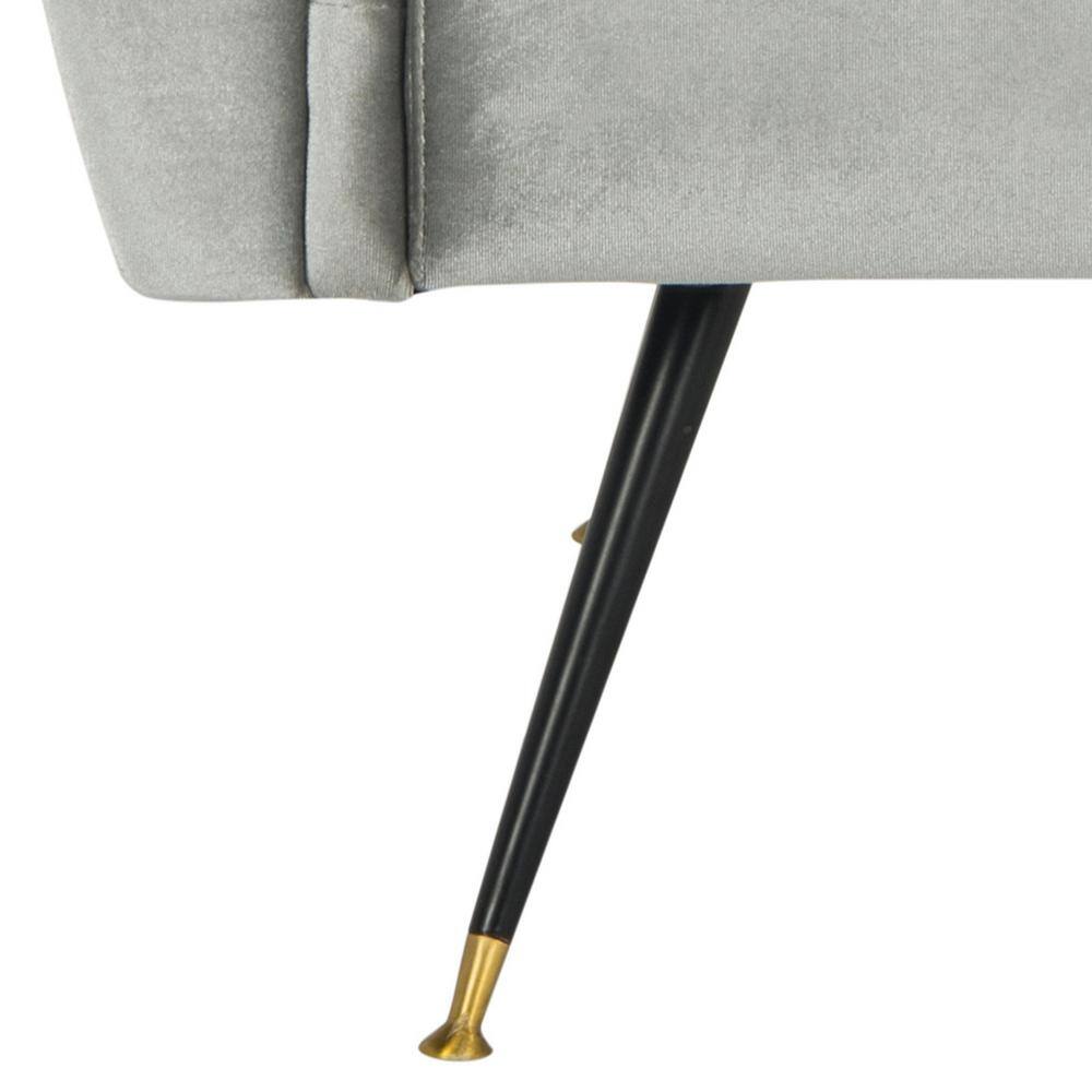Transitional Light Grey Velvet Wood Accent Armchair 32"