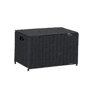 Black Small Wicker Storage Chest, Paper Rope