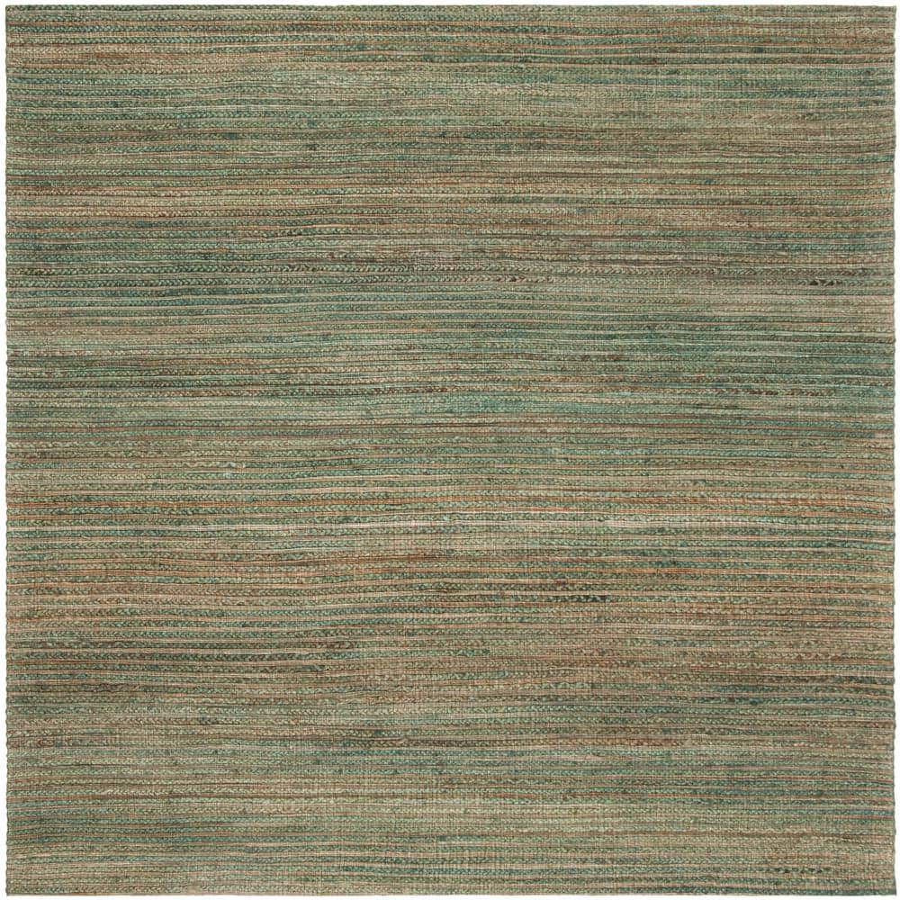 Sage and Natural Handwoven Cotton Square Area Rug