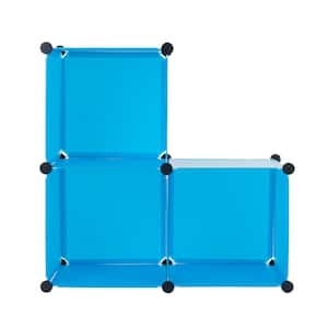 42 in. H x 14 in. W x 14 in. D Blue Plastic 3-Cube Organizer