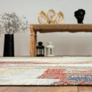 24-Seven by N Natori Red/Beige 7 ft. 9 in. x 9 ft. 9 in. Area Rug