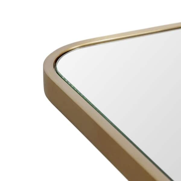 Glass Warehouse 24 in. W x 67 in. H Framed Radius Corner Stainless Steel Mirror in Satin Brass