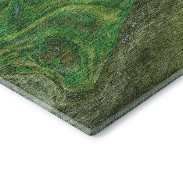 Mayfield Premium Machine Washable Abstract AMF1061 Green 10 ft. x 14 ft. Area Rug