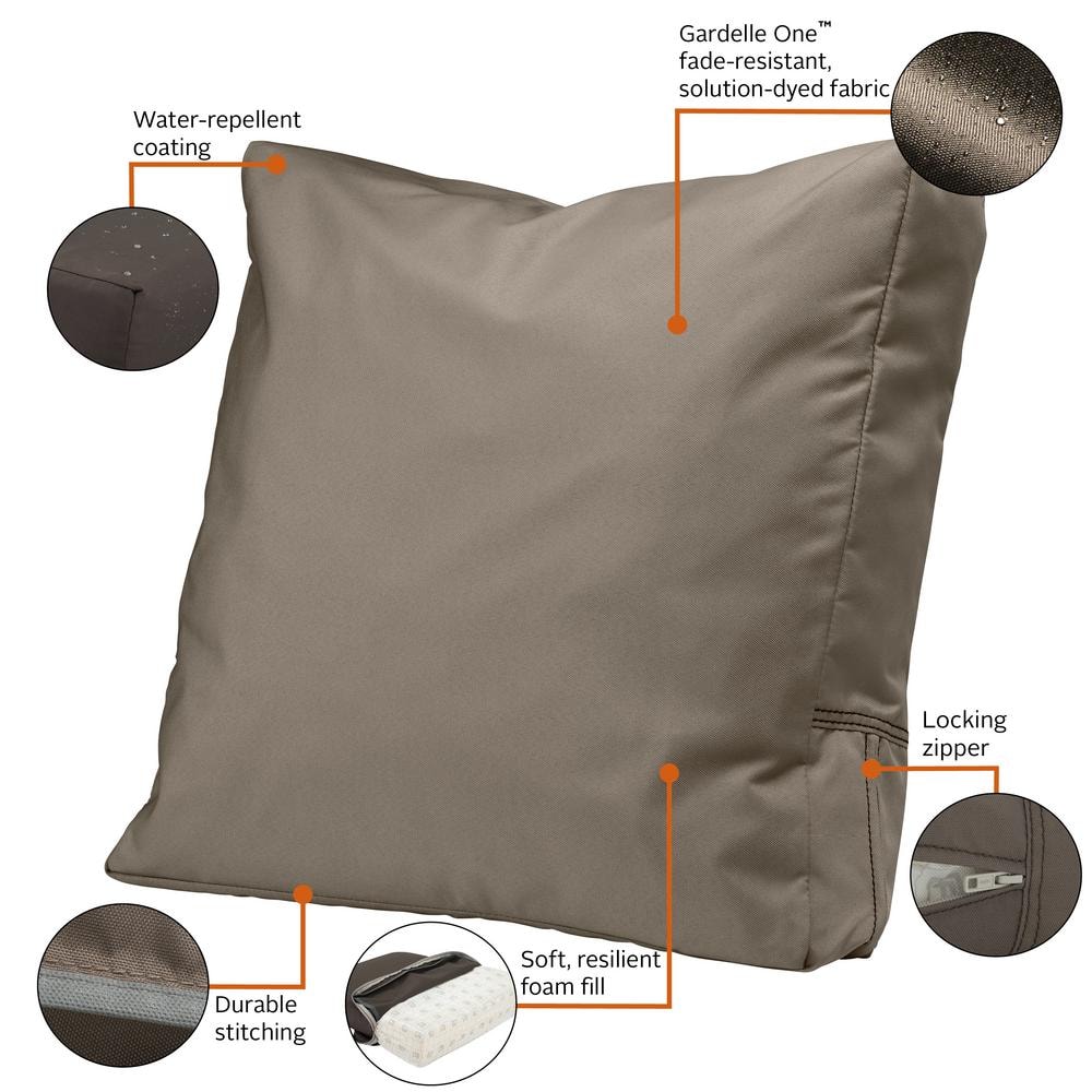 Dark Taupe Water-Resistant Outdoor Lounge Chair Back Cushion