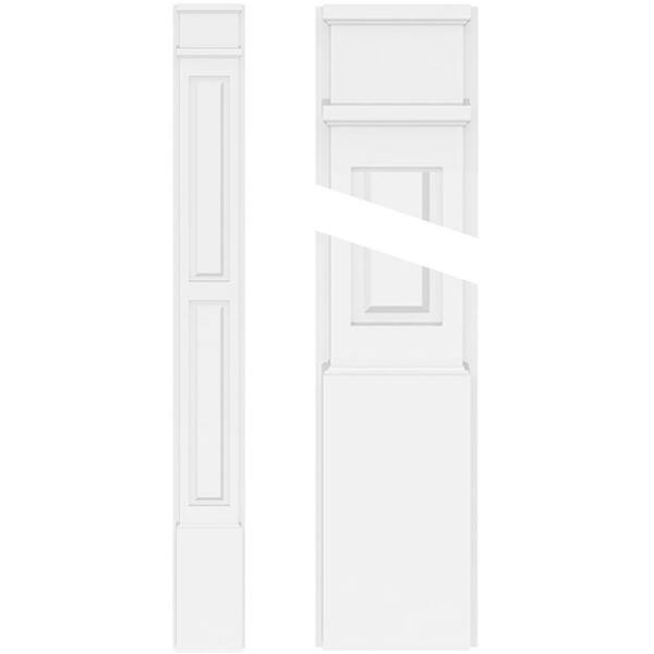 Ekena Millwork 2 in. x 5 in. x 48 in. 2-Equal Raised Panel PVC Pilaster Moulding with Decorative Capital and Base (Pair)
