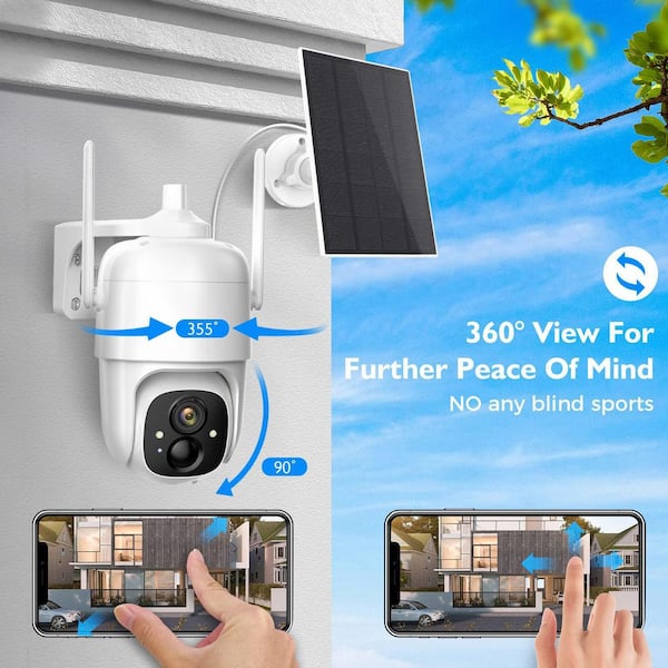 Night Vision 360 Degree Outdoor Wireless Security Camera 360 Degree Wifi Night Vision Security Camera Adrinfly Solar Powered 2K 3MP  Outdoor Security Camera With 355° View, Color Night Vision, IP65, PIR  Sensing, 2-Way Talk, WiFi