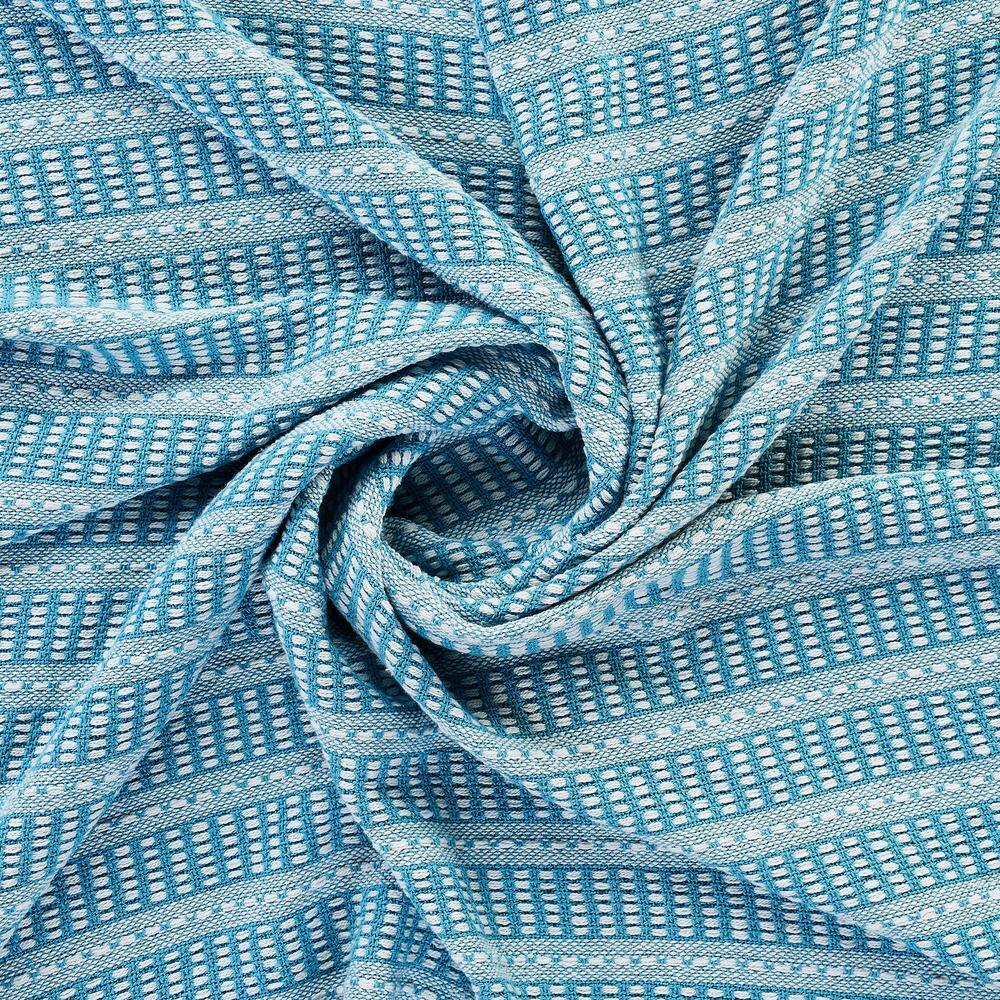 Maui Blue and White Organic Cotton Striped Throw Blanket