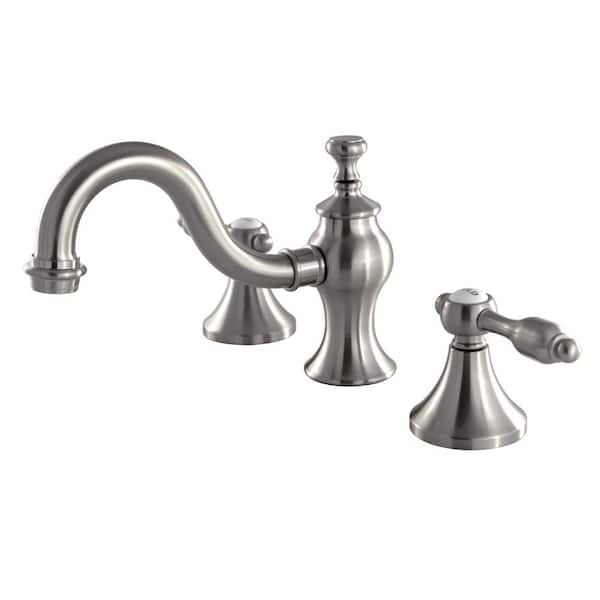 Kingston Brass Tudor 8 in. Widespread 2-Handle High-Arc Bathroom Faucet in Brushed Nickel