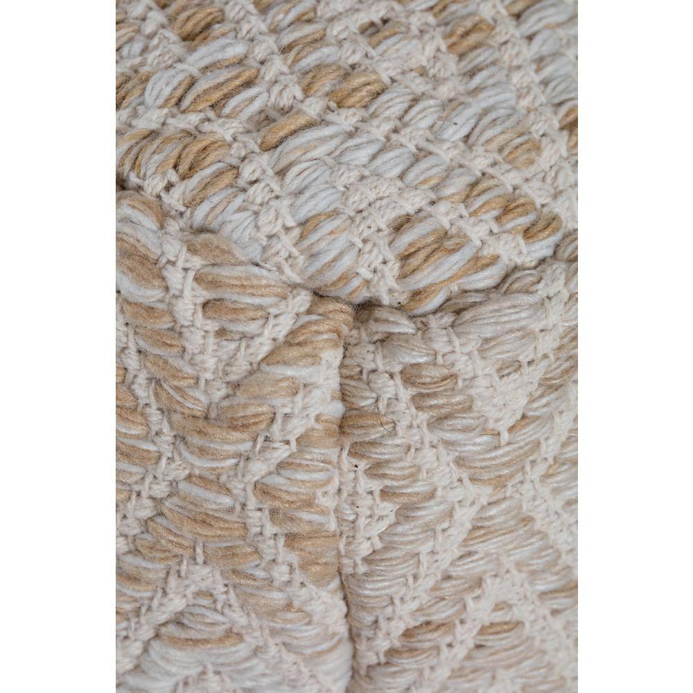 Cherokee Beige and Brown Geometric Woven Pouf