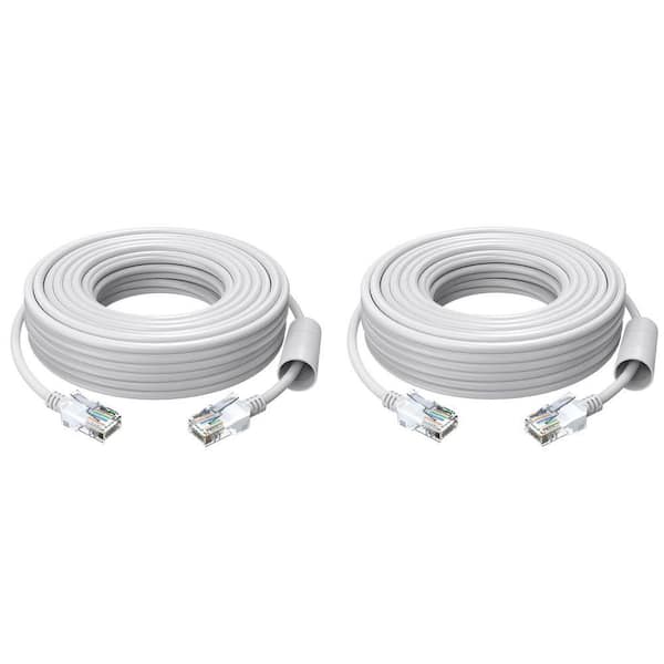 65 ft. High Speed Cat 5e Ethernet Cable Network RJ45 Wire Cord for POE Security Cameras, Router, Computer (2 Pack)-White