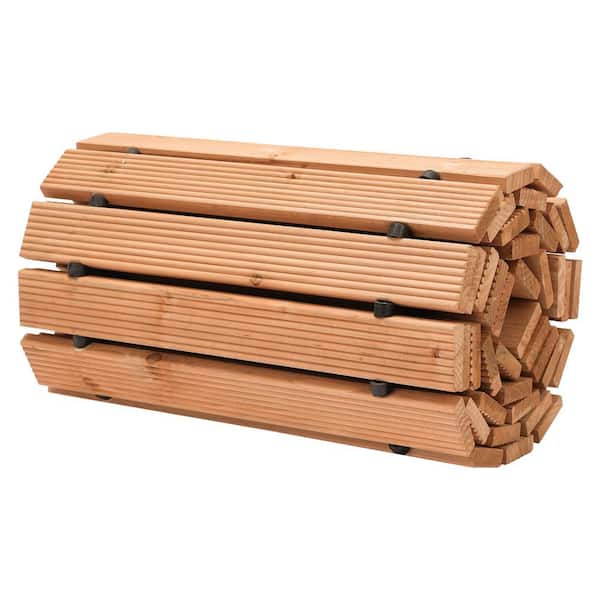 Wooden Garden Pathway-8 ft. Long Non-Slip Straight Outdoor Walkway Roll-Out Cedar Path 0.6 in. H, 17 in. W, brown Edging