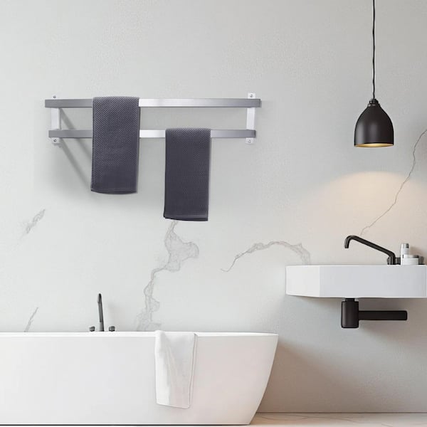 32 in. Wall Mounted Stainless Steel 2-Bar Towel Rack Towel Holder for Bathroom in Brushed Nickel