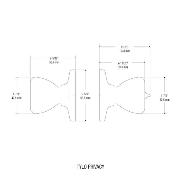 Tylo Satin Nickel Bed/Bath Door Knob (6-Pack) with Lock