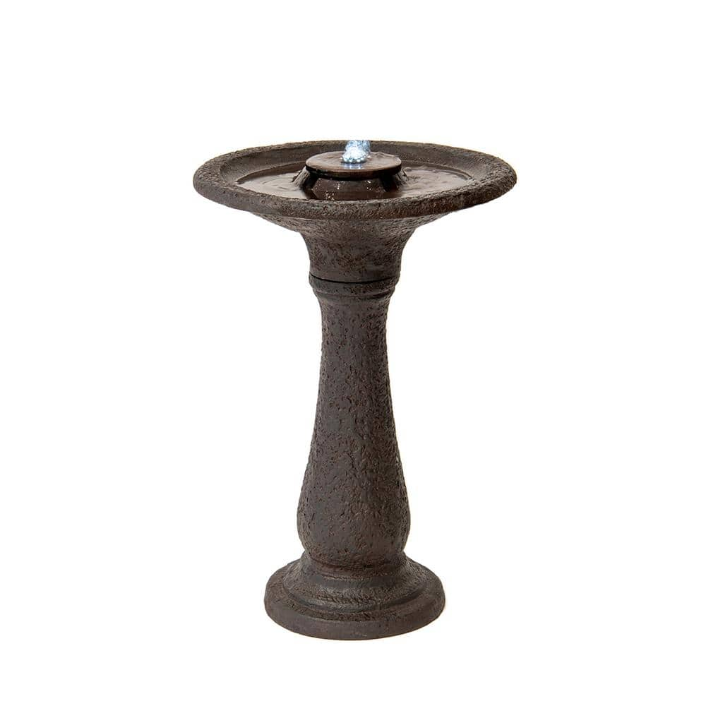 XBRAND 23.43 in. H Resin/Stone Powder & Glass Fiber 1 Tier Water Fountain for Outdoor Decor, Birdbath Fountain, Dark Brown