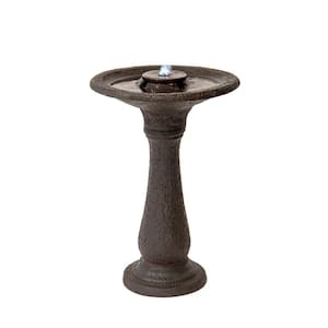 23.43 in. H Resin/Stone Powder & Glass Fiber 1 Tier Water Fountain for Outdoor Decor, Birdbath Fountain, Dark Brown