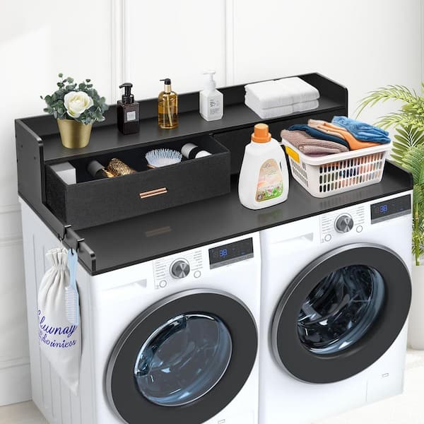 Washer Dryer Countertop 54 in. x 27 in. Laminate Countertop in Polished with Black Standard Edge for Laundry Room