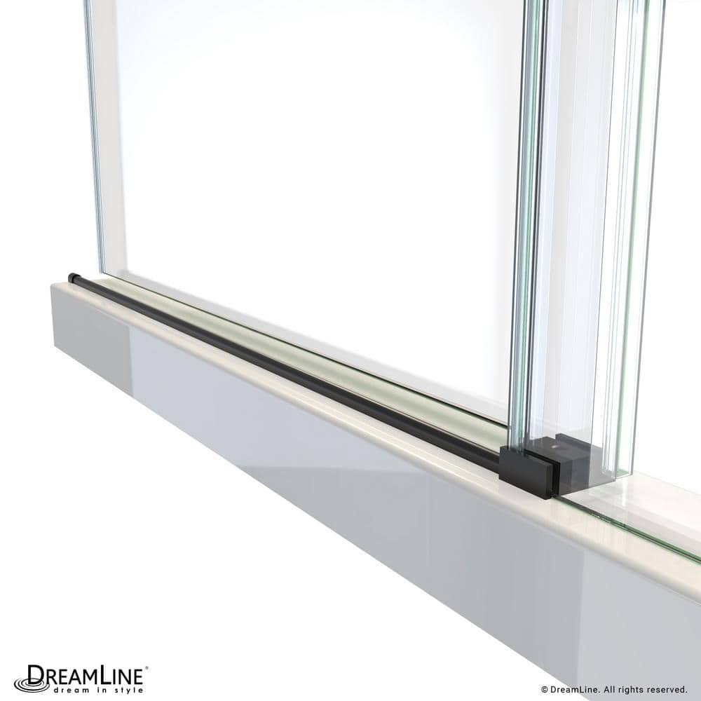 Seneca Matte Black Frameless Sliding Shower Door with Clear Glass
