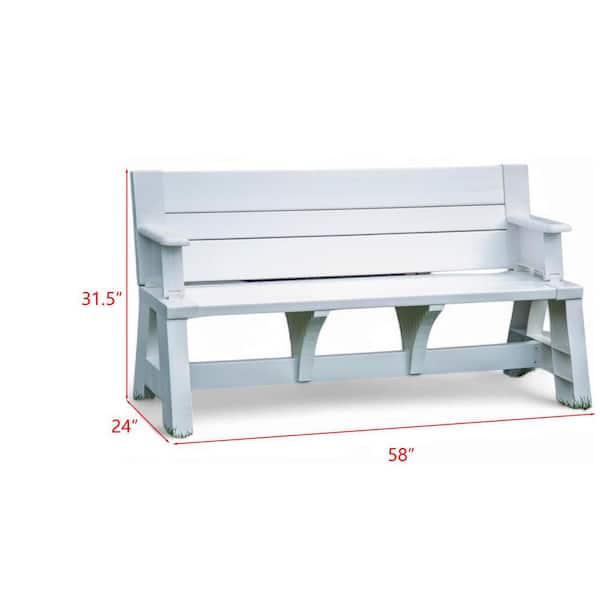58 in. White Plastic Garden Bench L0009DT57W - The Home Depot