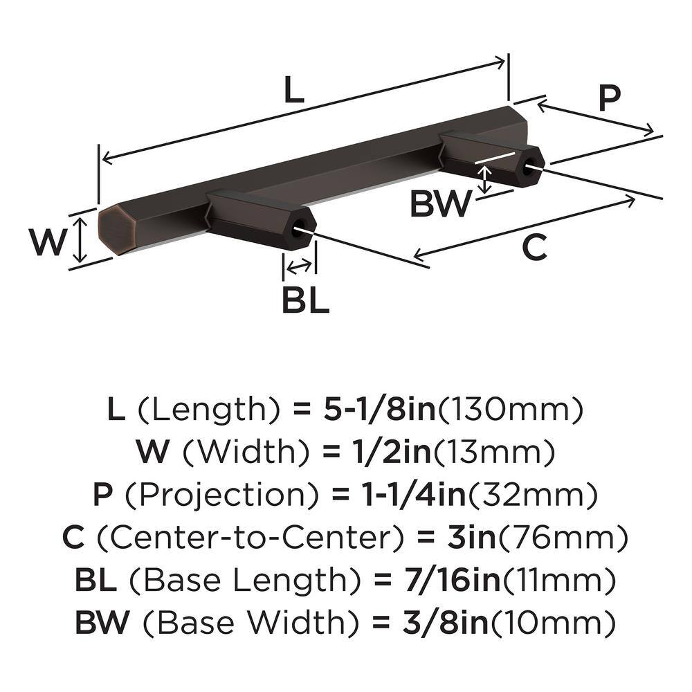 Oil-Rubbed Bronze 3-Inch Modern Cabinet Pull with Mounting Hardware