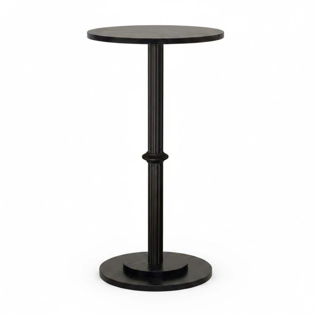 "21.6"" Round Side Table, Modern Fluted Wood Leg Drink Table, Black" price history on PriceWatchPro
