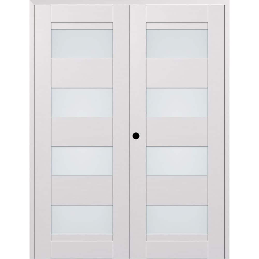 Della N 72 in. x 96 in. Right hand Active 4-Lite Frosted Glass Bianco Noble Wood Composite Double Prehung French Door price history on PriceWatchPro