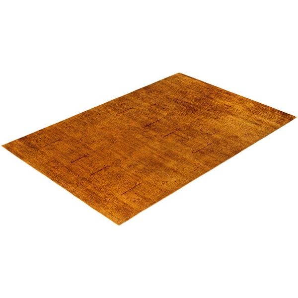 Overdyed Gold 6 ft. x 9 ft. Solid Wool Indoor Area Rug
