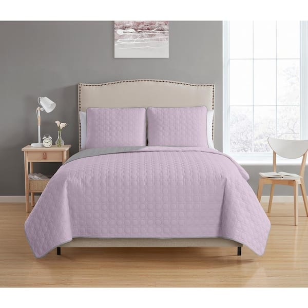 Unbranded Bethany Reversible 2-Piece Lavender/Grey Twin Quilt Set