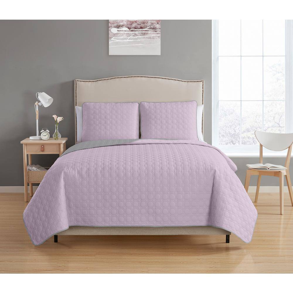 Bethany Reversible 3piece Lavender/Grey Full/Queen Quilt Set M637032