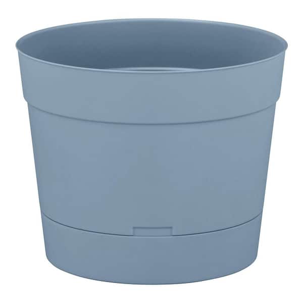 Copeland Medium Blue Recycled Plastic Self-Watering Round Planter Outdoor Safe (8.21 in. W x 6.75 in. H)