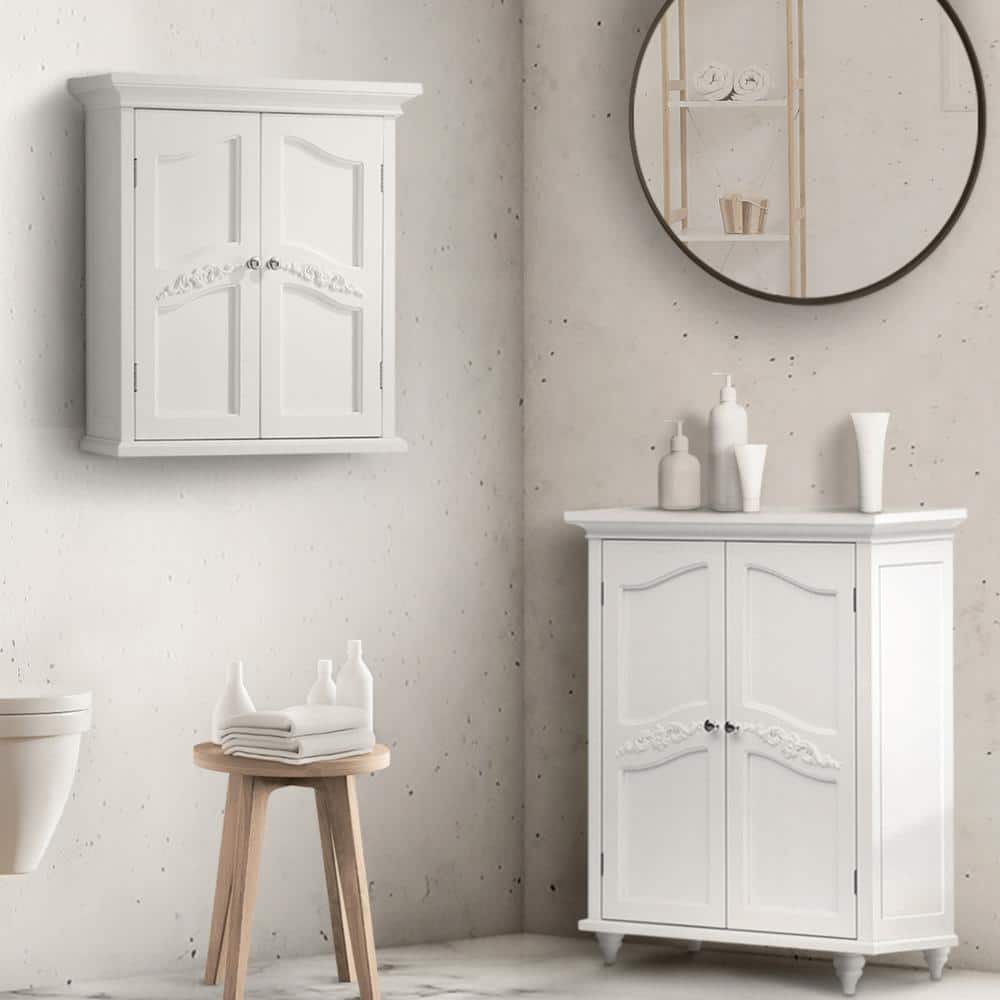 Versailles Elegant White 22" Engineered Wood Wall Cabinet