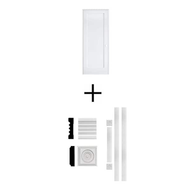 30 in. x 80 in. Shaker 1-Panel Interior Door and 3/4 in. x 3 in. x 8 ft. MDF Fluted Door Casing Set