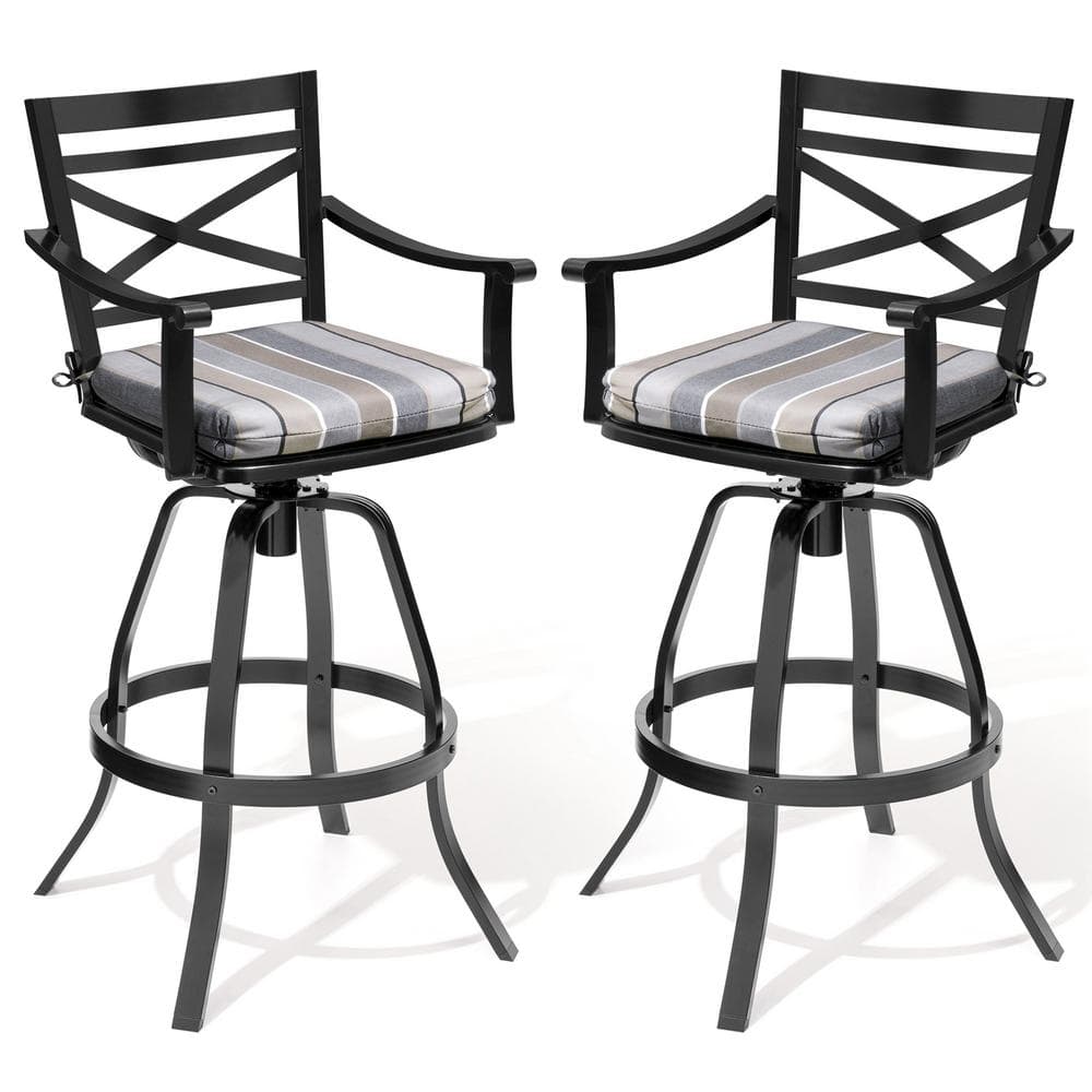 Crestlive Products Swivel Cast Aluminum Outdoor Bar Stool with Milano