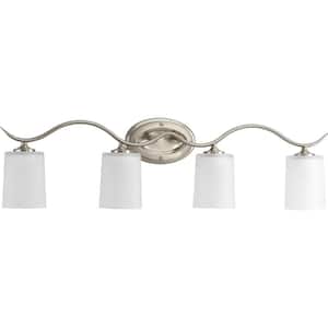 Inspire Collection 4-Light Brushed Nickel Etched Glass Traditional Bath Vanity Light