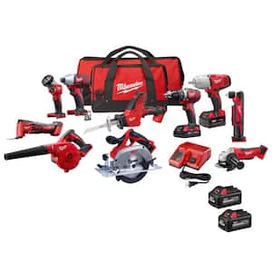 M18 18V Lithium-Ion Cordless Combo Kit (10-Tool) with (4) Batteries, Charger and Tool Bag
