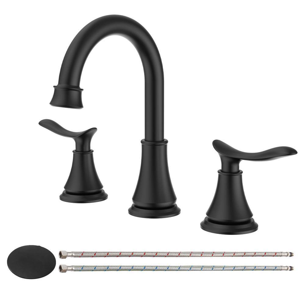 8 in. Widespread 2-Handle Bathroom Faucet With Pop-up Drain Assembly in Mat