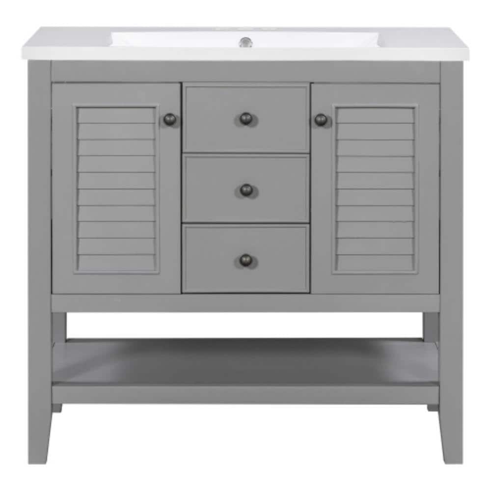 BY08 36.00 in. W x 18.00 in. D x 34.40 in. H Freestanding Bath Vanity in Gr