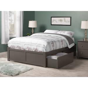 Concord Full Platform Bed with Flat Panel Foot Board and 2 Urban Bed Drawers in Grey