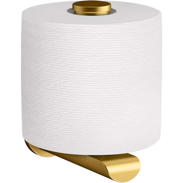 Avid Verticle Wall Mounted Toilet Paper Holder in Vibrant Brushed Moderne Brass