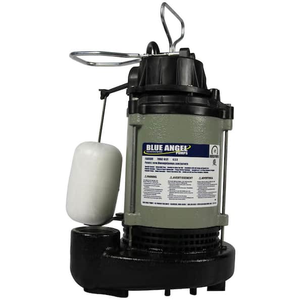 1/2 HP 5220 gph Cast Iron Vertical Float Switch AC Submersible Sump Pump 8 ft