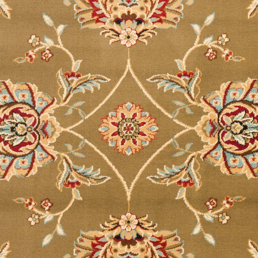 Green and Ivory Floral Synthetic Tufted Area Rug, 12' x 15'