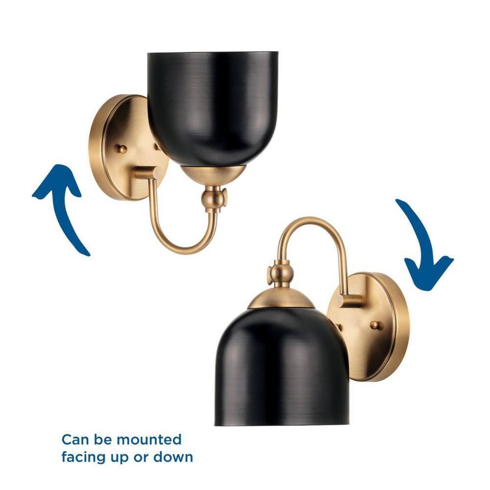 Dalton Black and Brass Metal Dome Bath Vanity Light